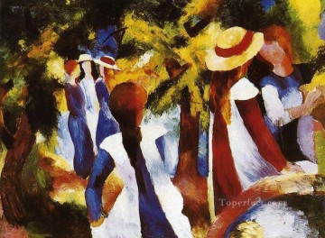 Expresionismo Painting - Chicas en el bosque expresionista